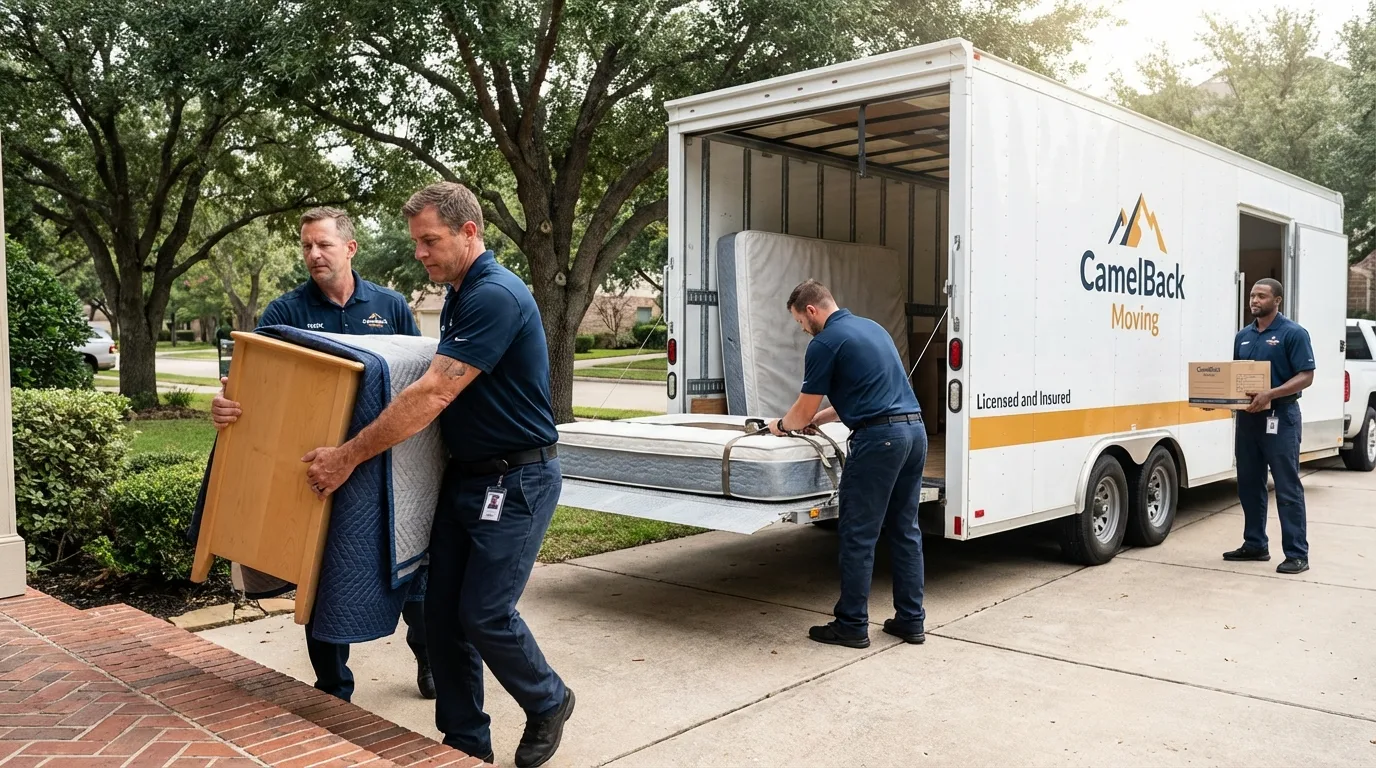 Crew loading residential truck for cross-state move from Tennille, GA