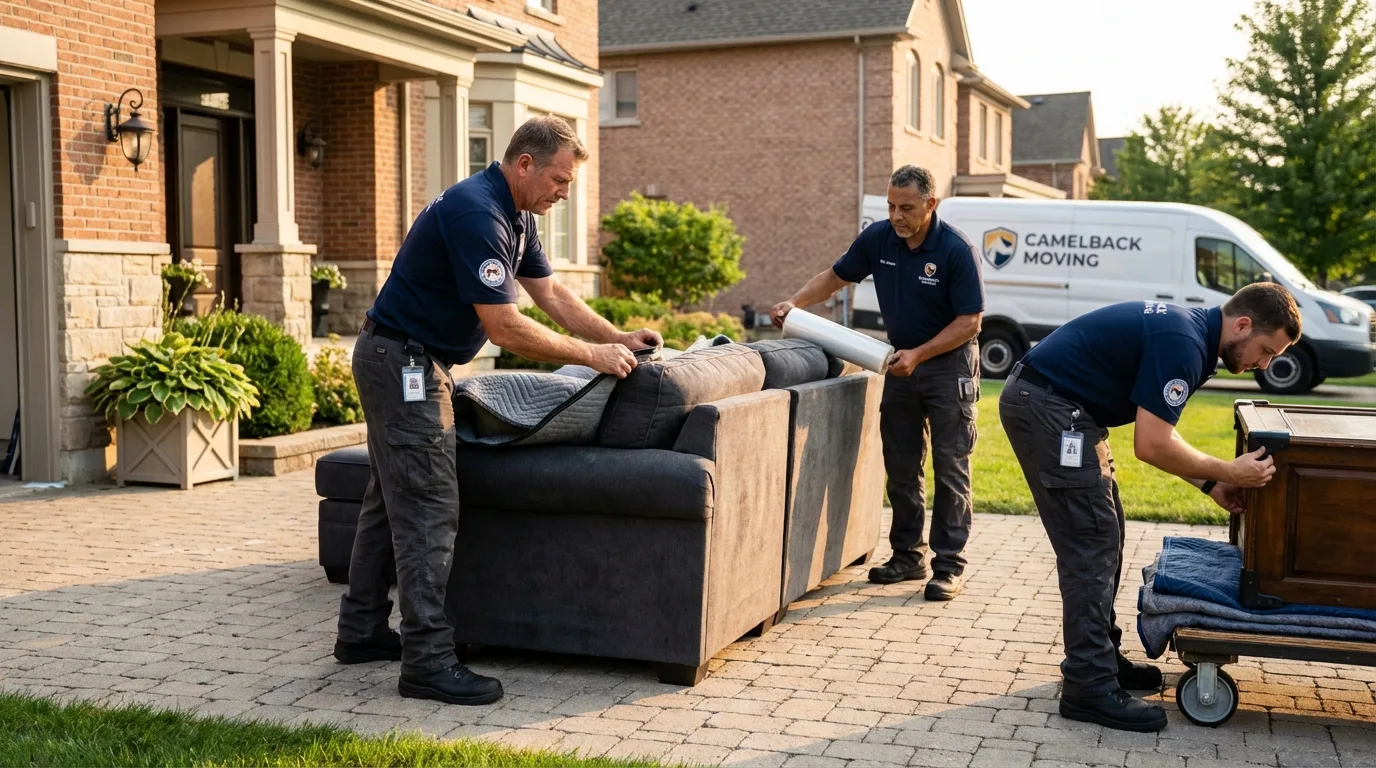 Large estate moving crew wrapping furniture in Tennille, GA