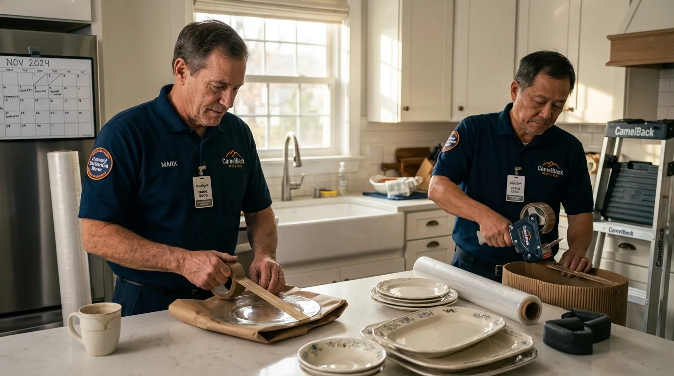 Professional crew packing kitchen dishware in Tennille, GA